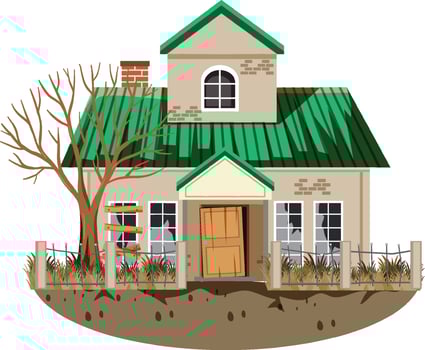 Isolated old broken house in the rural vector