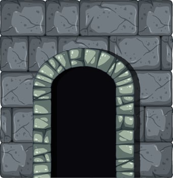 Stone arch in cartoon style on white background vector