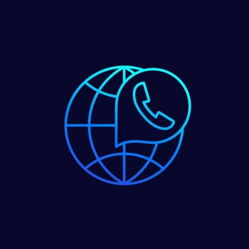 Voip telephony, call line vector icon