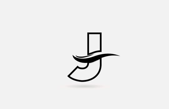 J black and white alphabet letter logo icon for business and company with simple line design vector