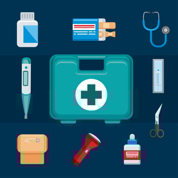ten first aid icons vector