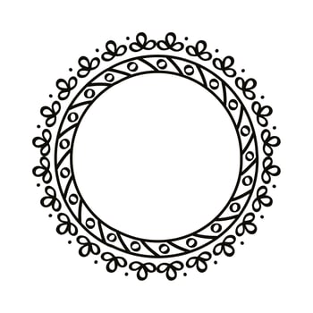 circular drawn leaves frame vector