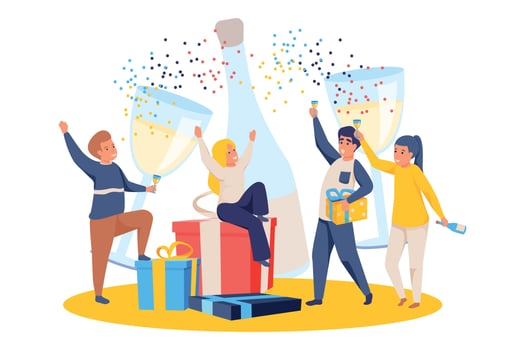 Festive People Celebration Composition vector