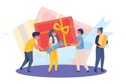 Sharing Gift Celebration Composition vector