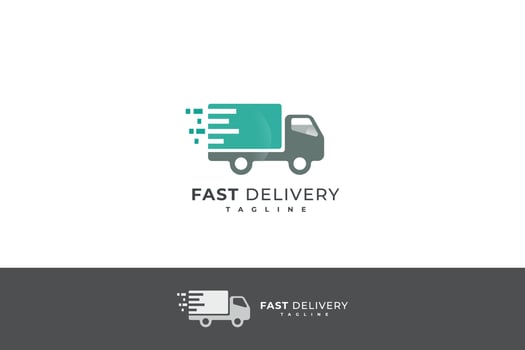 Fast delivery truck business logo vector