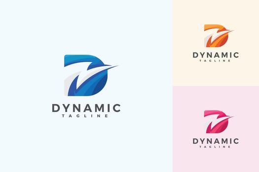 Letter D 3d creative dynamic volt power sparking motion logo vector