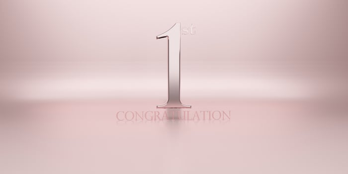 Congratulations on getting 1st place Trophy and victory podium background photo