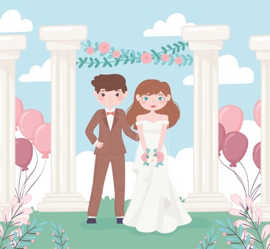 wedding bride and groom vector