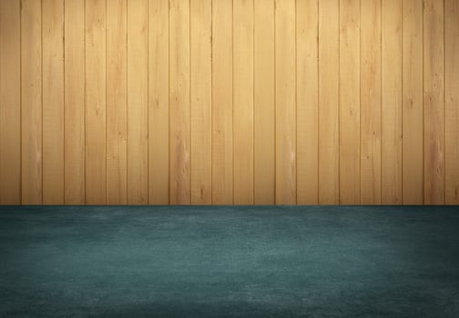 Green table with wooden wall background photo