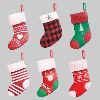 Collection of watercolor christmas stockings vector