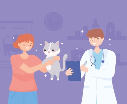 veterinary owner cat vector