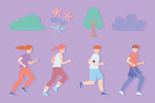 runner people cartoon vector