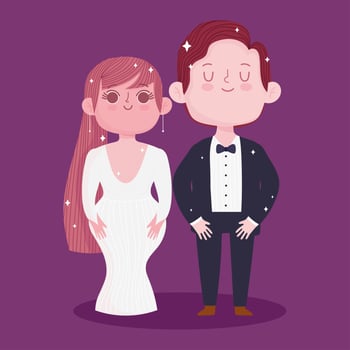 cartoon bride groom vector