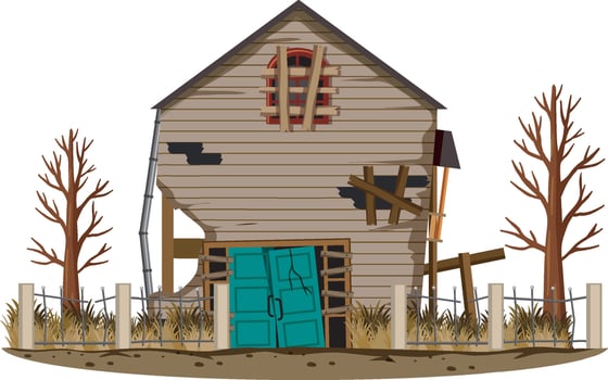 Abandoned house on white background vector