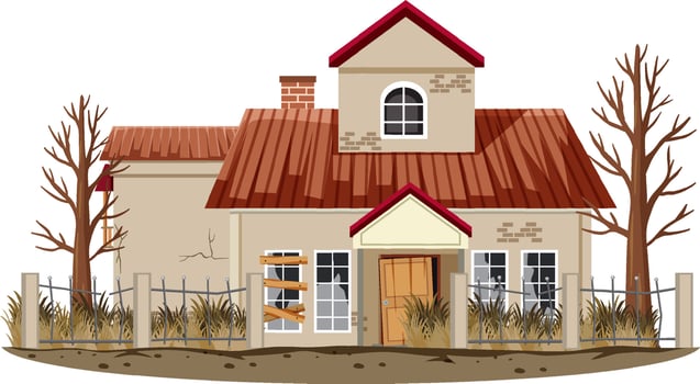 Isolated old broken house in the rural vector