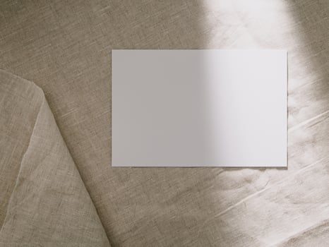 Invitation card mockup, blank greeting card template. Flat lay, Minimalist style photo