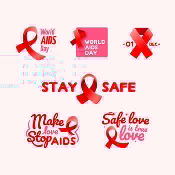 World AIDS Day Sticker Set vector