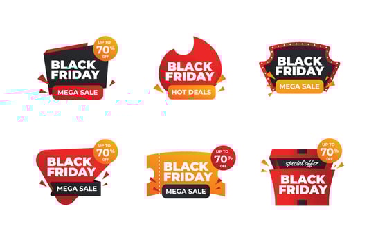 Set of Black Friday Mega Sale Badge vector