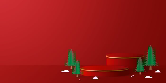 Christmas banner of geometric 3d podium for product advertising vector