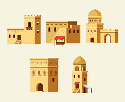 five muslim buildings vector