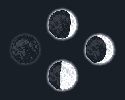 four moon phases set vector