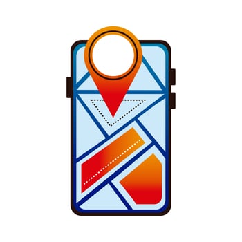 online delivery service technology with smartphone and location pin vector