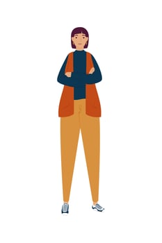 young woman standing avatar character vector