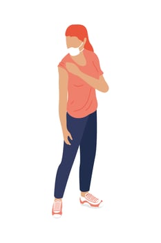 woman wearing medical mask character vector