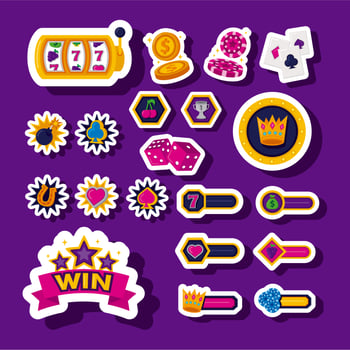 bundle of slots casino set icons vector