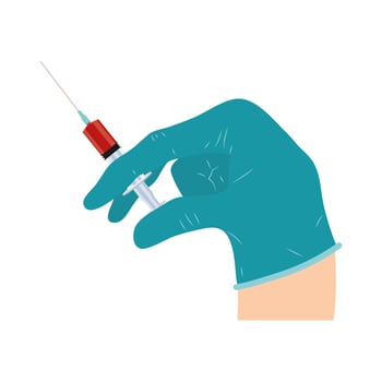 doctor hand with injection syringe and blood isolated icon vector