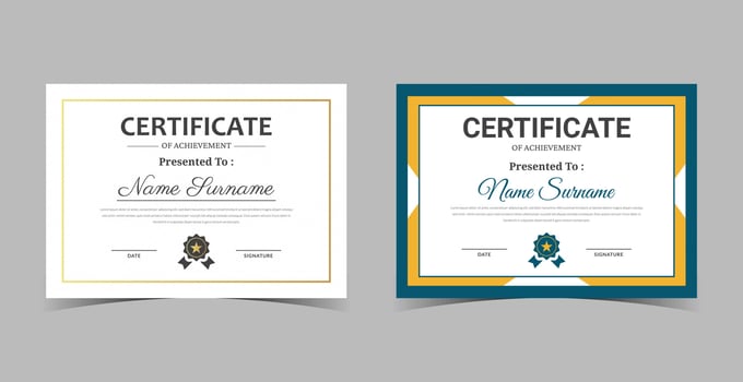 Certificate of Appreciation template, certificate of achievement, awards diploma template vector