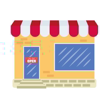 we are open door label in store facade vector