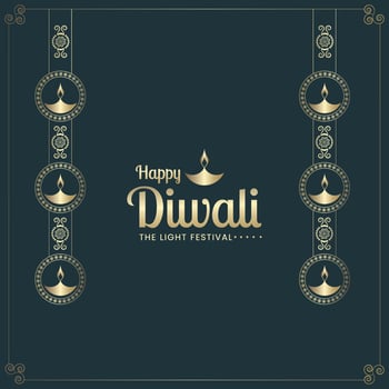 Happy Diwali luxury social media post. the light festival with gold oil lamps illustration vector