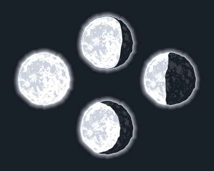 four moon phases vector
