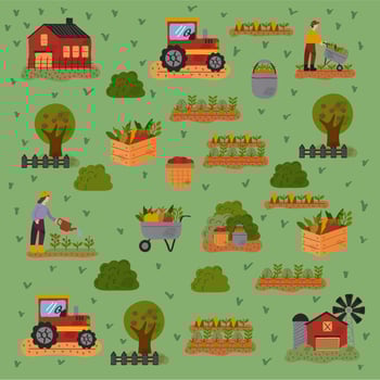 pattern of farm and agriculture set icons vector