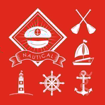 six nautical icons vector