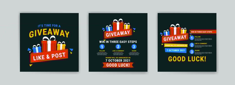Giveaway poster template design for social media post or website banner. vector