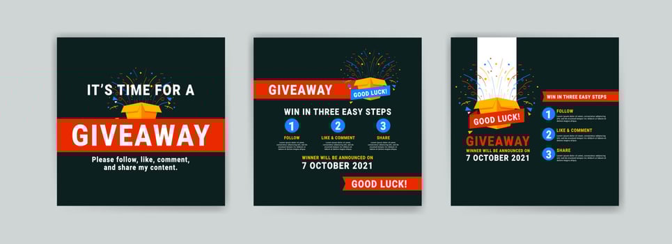 Giveaway poster template design for social media post or website banner. vector