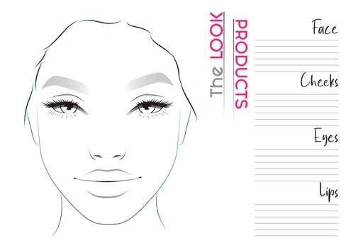 Realistic Makeup Artist Face Chart Blank Template. Vector Illustration