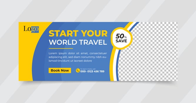Travel agency Social media cover templates fully editable, advertising design, web banner template vector