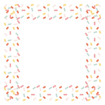Multicolored confetti frame isolated on white background. vector