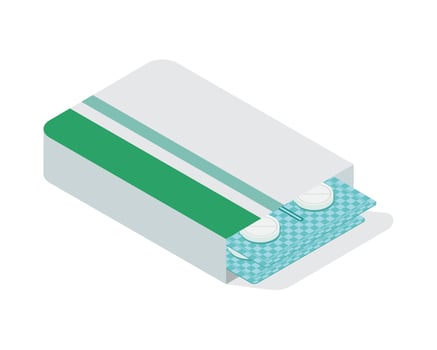 aspirin pills box packing vector