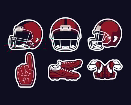 six american football icons vector