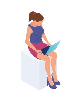 woman using laptop vector