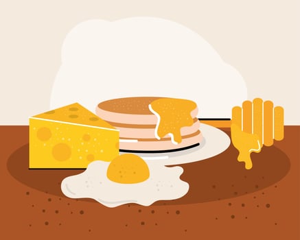 breakfast pancake egg vector