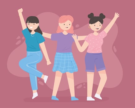 celebrating happy girls vector