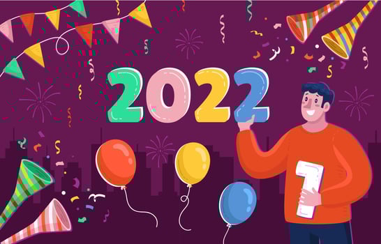 Happy Man with New Year Count Down Background vector