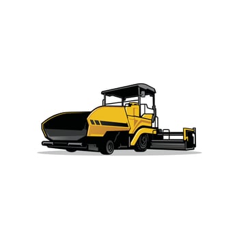 construction heavy duty asphalt paving machine isolated vector