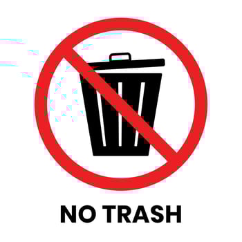 No Trash Can Sign Sticker with text inscription on isolated background vector