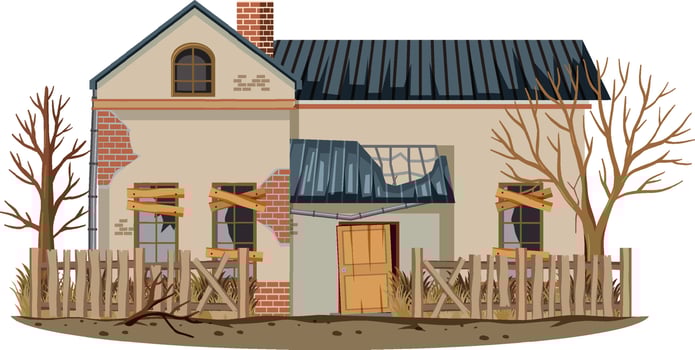 Isolated old broken house in the rural vector